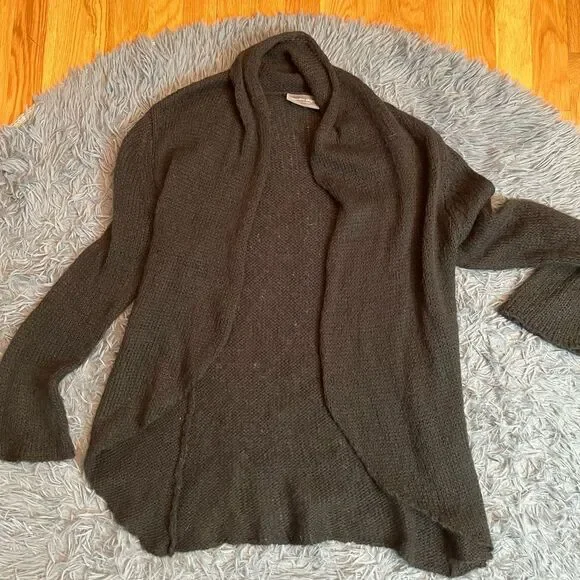 Wooden Ships Charcoal Open Front Wool Mohair Cardigan Size S M - Picture 1 of 5